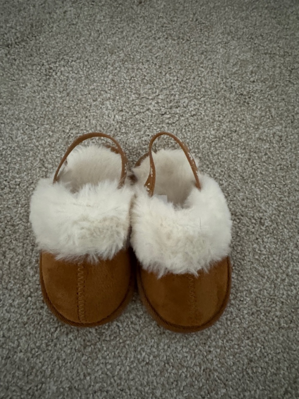 Cozy Shearling Baby Slippers in Chestnut Brown and Cream